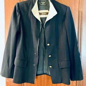 (Sold) Vintage Chanel Navy Women's Skirt Suit, Needs Fabric Repair